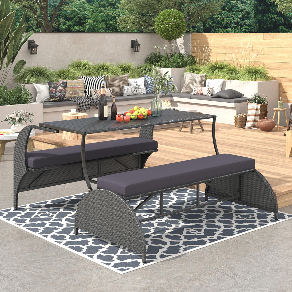 🔥 Hot Selling |Outdoor 4-Seat Sectional Sofa Set with Table – Weather Resistant Patio & Backyard Furniture