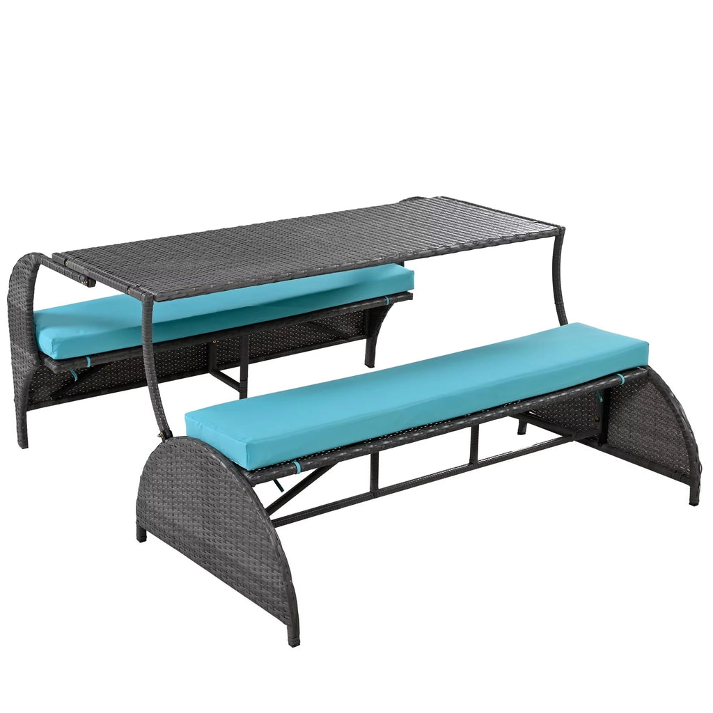 🔥 Hot Selling |Outdoor 4-Seat Sectional Sofa Set with Table – Weather Resistant Patio & Backyard Furniture