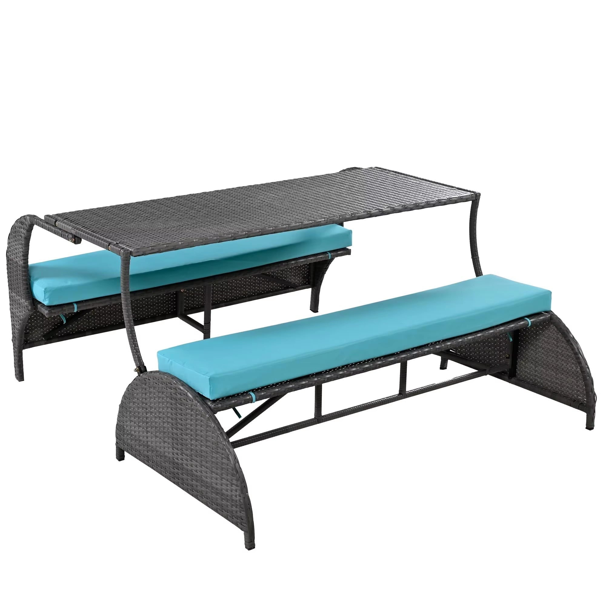 🔥 Hot Selling |Outdoor 4-Seat Sectional Sofa Set with Table – Weather Resistant Patio & Backyard Furniture