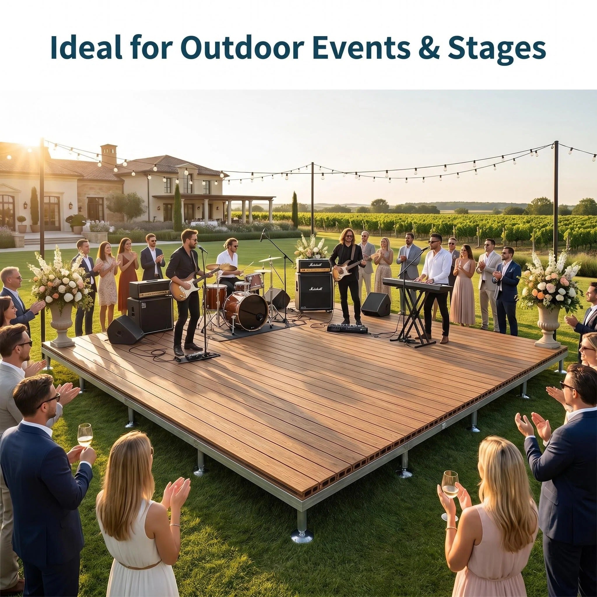 🔥 Hot Sale | Modular WPC Outdoor Deck Platform with Adjustable Pedestals – Instant Glamping & Patio Flooring