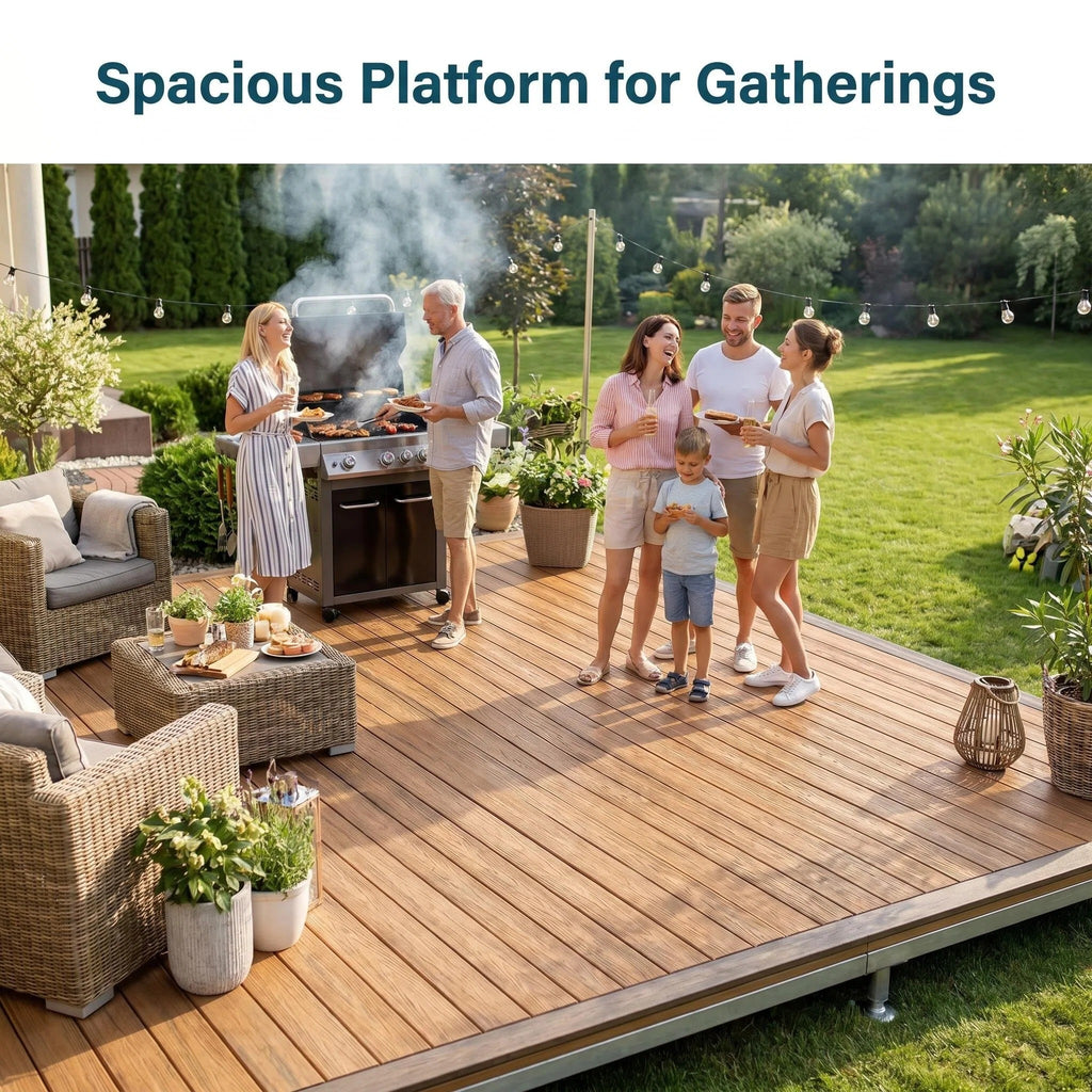 🔥 Hot Sale | Modular WPC Outdoor Deck Platform with Adjustable Pedestals – Instant Glamping & Patio Flooring