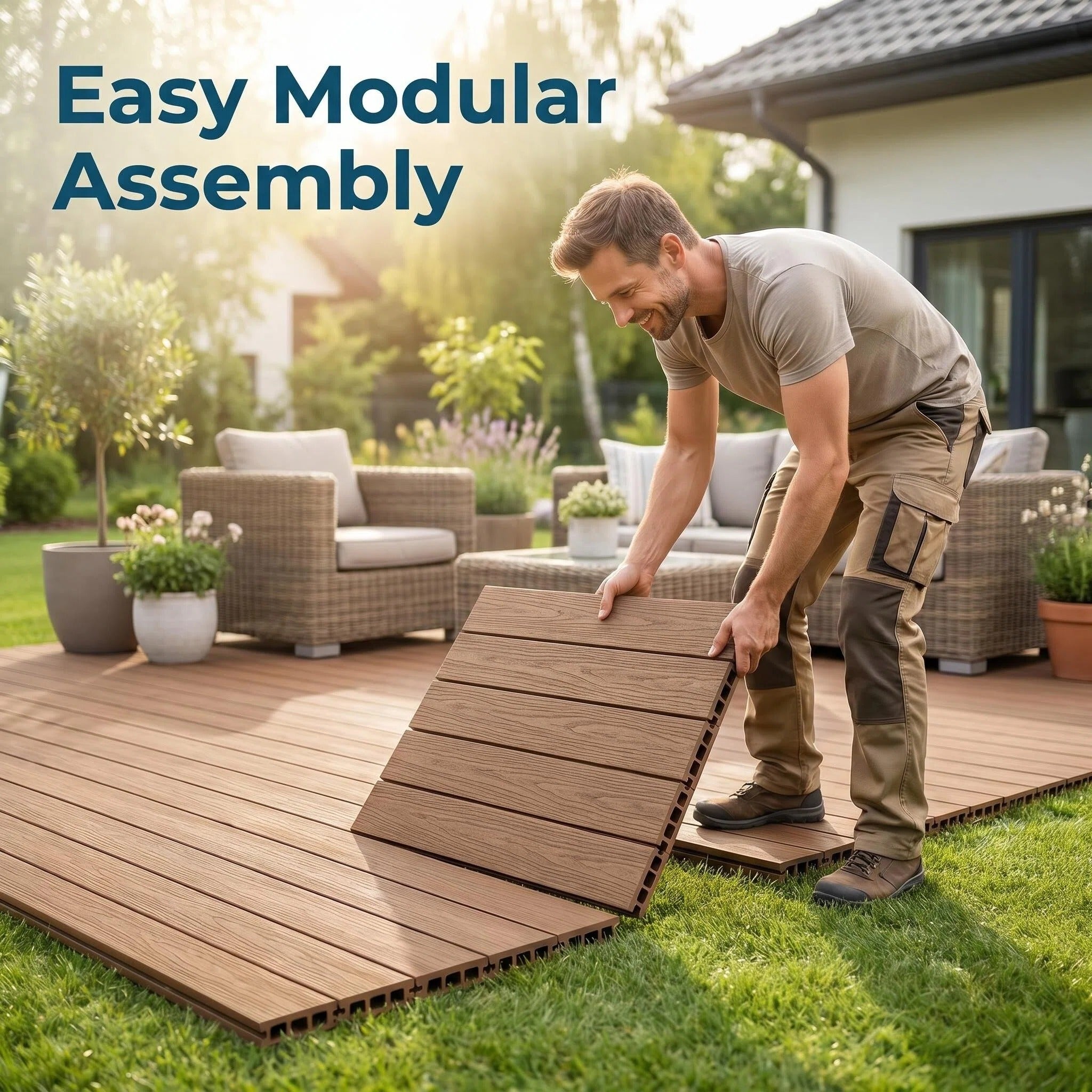 🔥 Hot Sale | Modular WPC Outdoor Deck Platform with Adjustable Pedestals – Instant Glamping & Patio Flooring